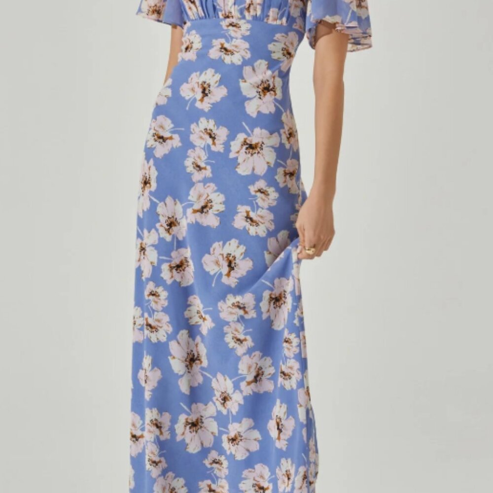 Astr Blue Floral Midi Dress